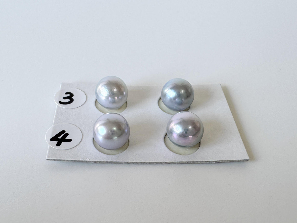 Japanese Blue/Silver (Treated) Akoya Pearl 8-8.5mm, Half-Drilled loose, Price per pair, Salt water pearl