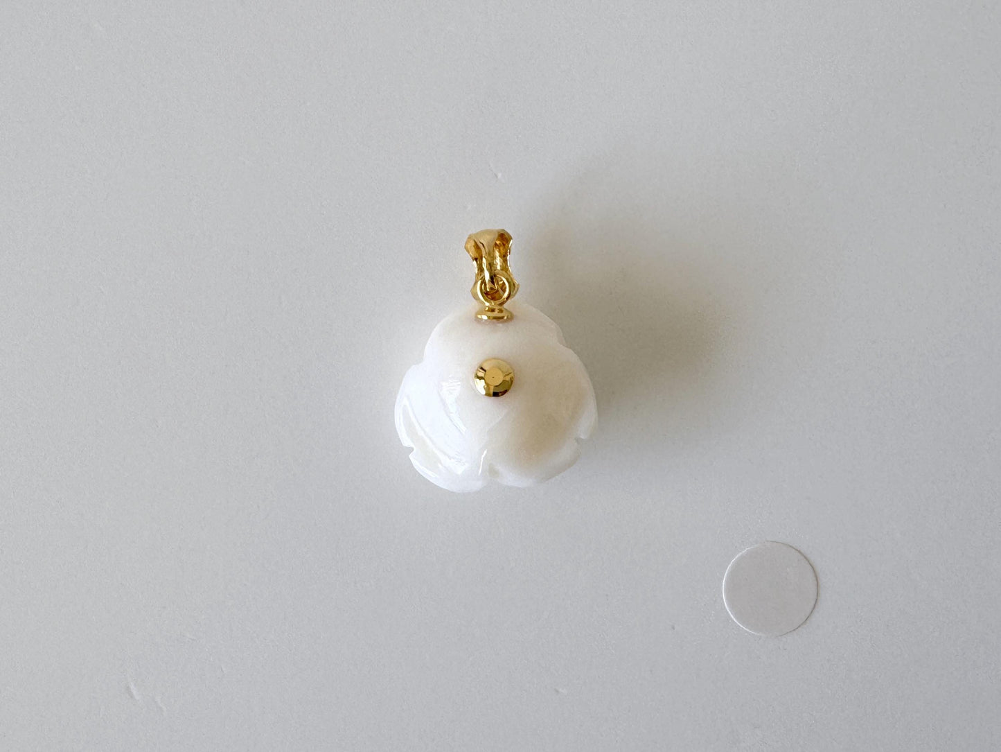 Natural White Coral Rose Pendant, 16x16mm Rose, Natural White Color Coral, Silver (gold plated) Bail, Genuine Precious Coral Pendant