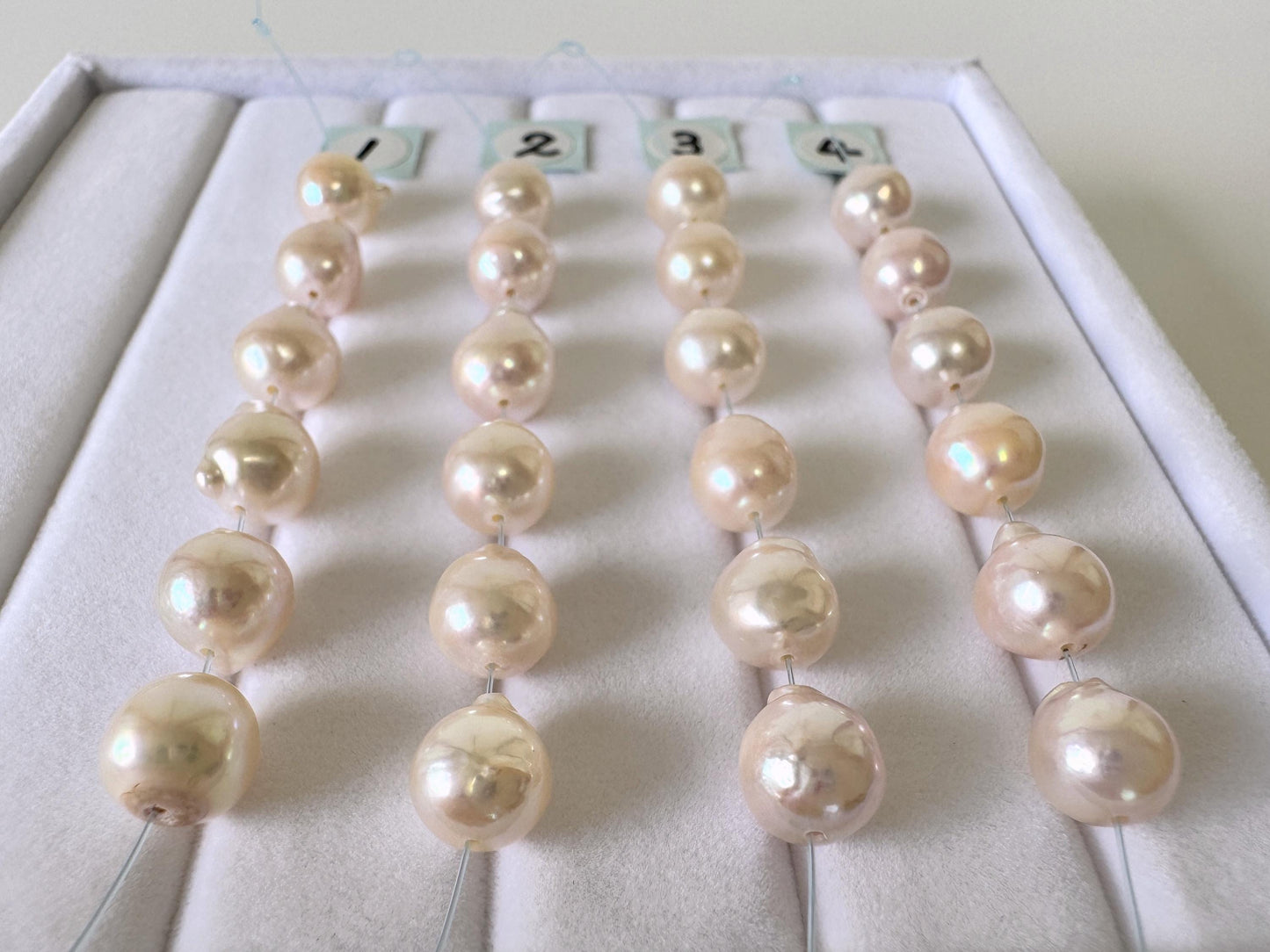 Japanese Akoya Pearl Beads: Baroque Cultured Saltwater Pearls, 7-7.5mm Mini Strand of 6 Pieces (White Pink Overtone, Craft Supplies)