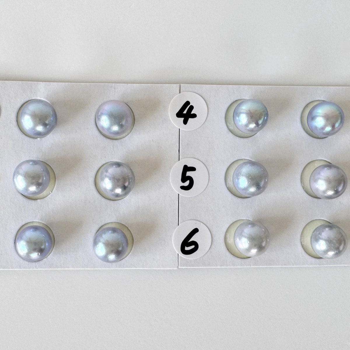 Japanese Blue/Silver (Treated) Akoya Pearl 7-7.5mm, Half-Drilled loose, Price per pair, Salt water pearl