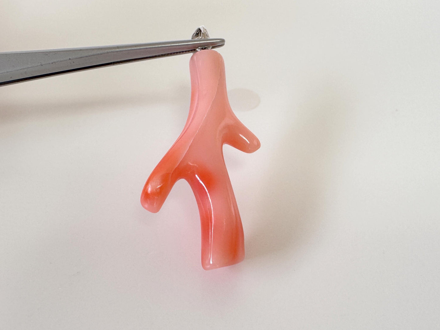 Natural Deep Sea Coral Branch Pendant: Rhodium-Plated Silver Bail, 35mm