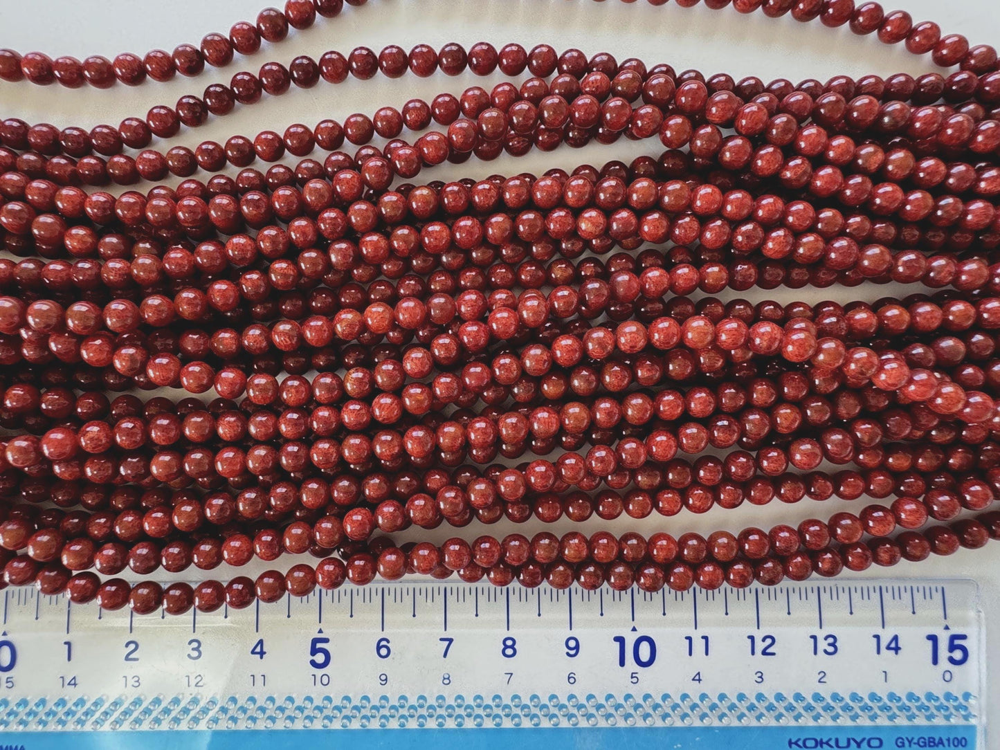 Sponge Coral Strand: 4.5-5mm Apple Coral Beads, 15.7", Special deep red color