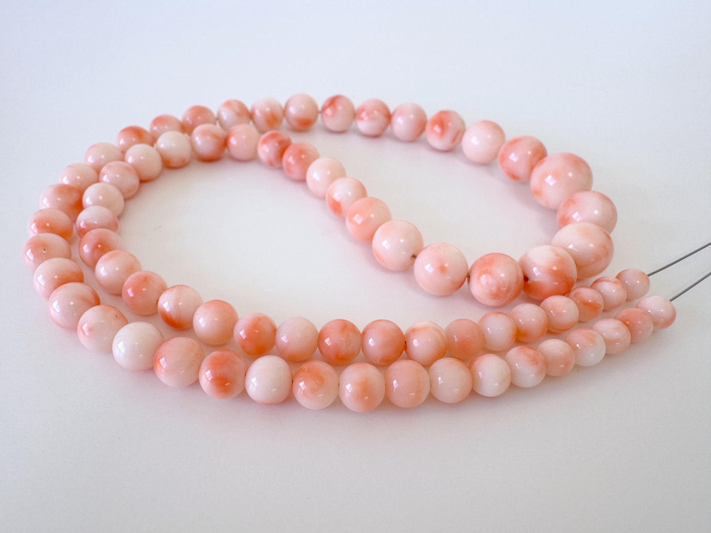 Natural Coral Beads – Deep Sea Coral Pink Orange Round Bead Strand 4.7-10.3mm Gradation for Jewelry Making, 45cm