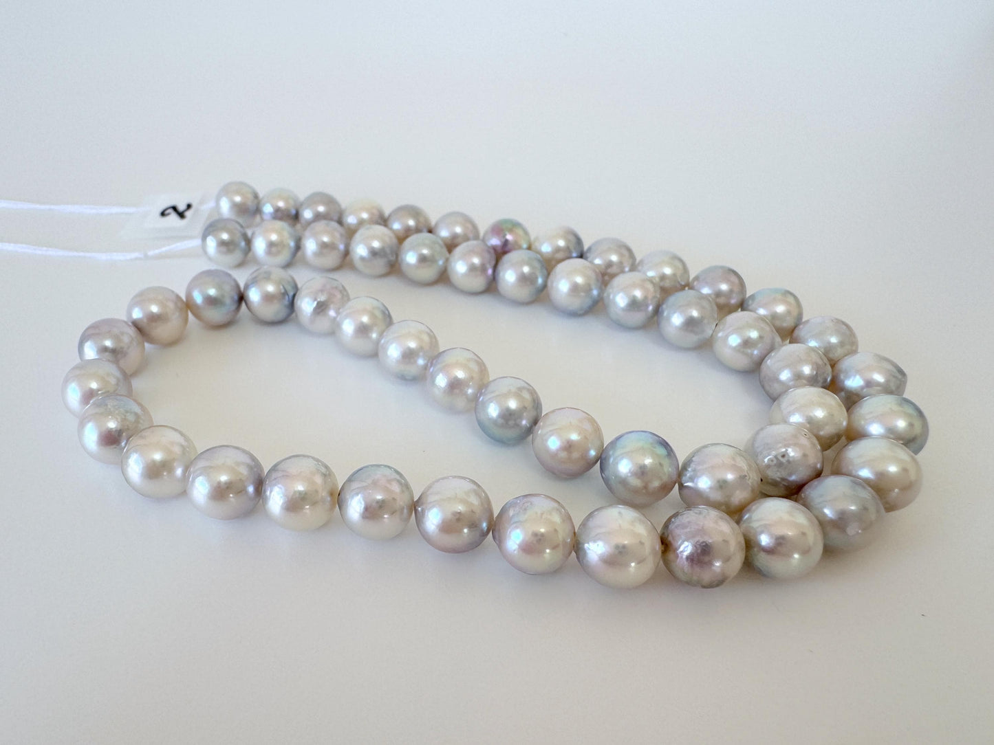 Japanese Akoya Pearl Strand: 7.5-8mm Natural Blue Silver, Full Strand | Cultured Saltwater Pearls, 15.7in Length