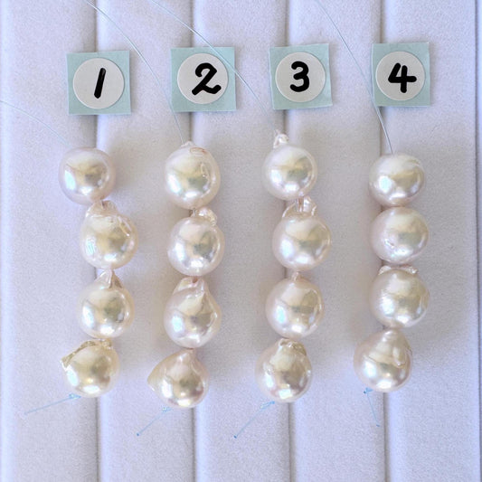 Akoya Pearl Beads - Japanese Cultured Baroque Pearls, 8.5-9mm Mini Strand of 4 Pieces - Saltwater Origin, Jewelry Making Supplies