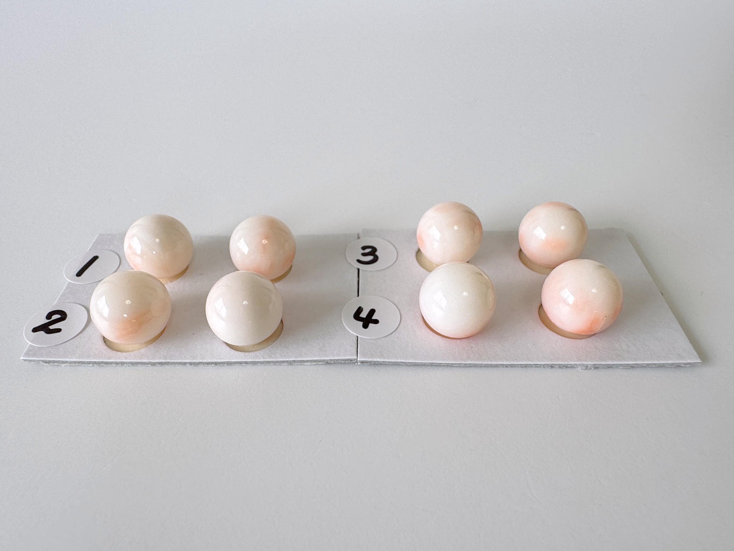 9.5-10mm Half Drilled Natural Deep Sea Coral Round Loose, White/Pink coral, for earring sets, natural color, price per pair