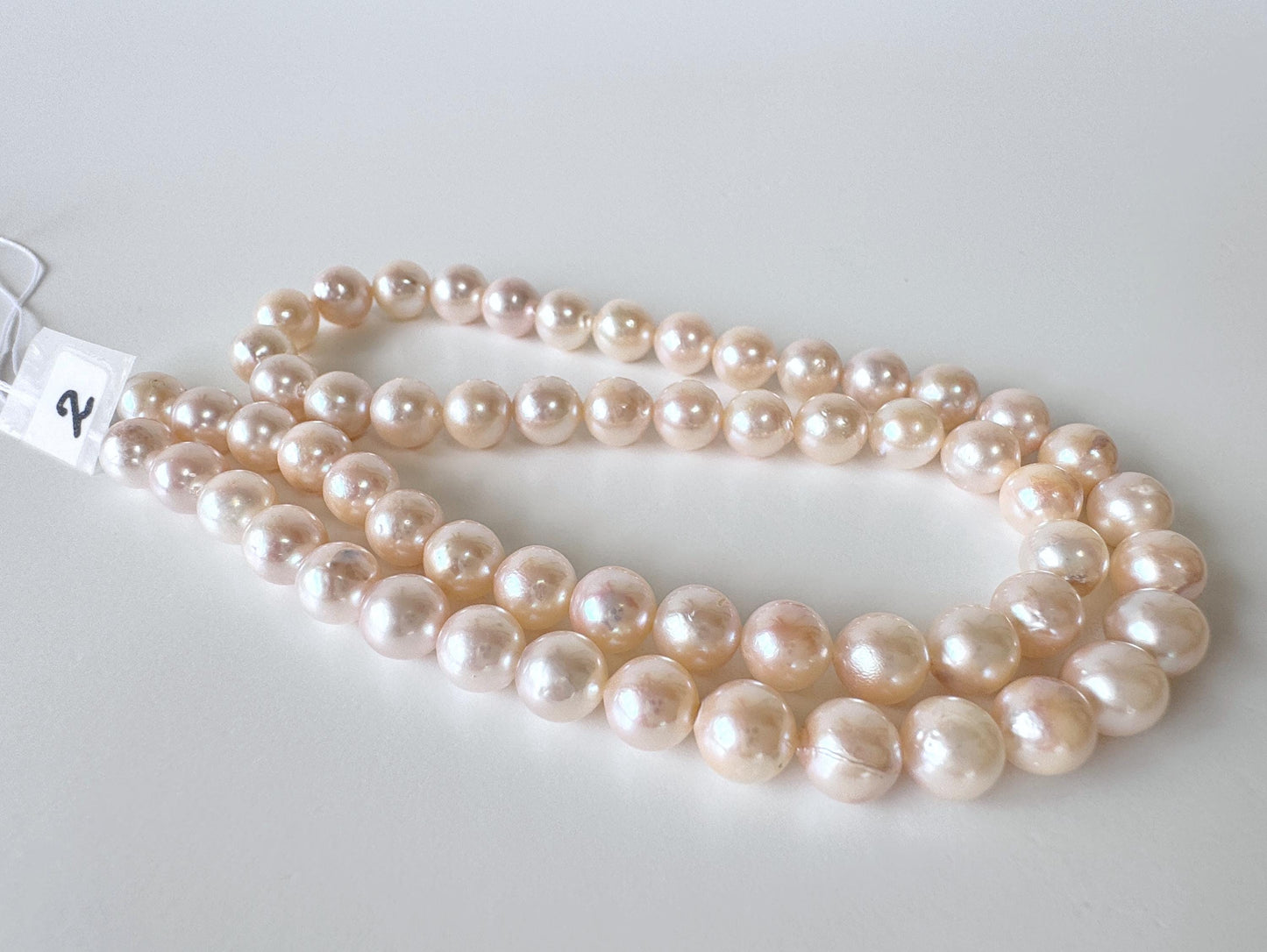 6.5-7mm Japanese White/Pink Akoya Pearl Beads, Genuine Akoya Pearl, Full Strand, 40cm , 15.7", Cultured Salt water pearl