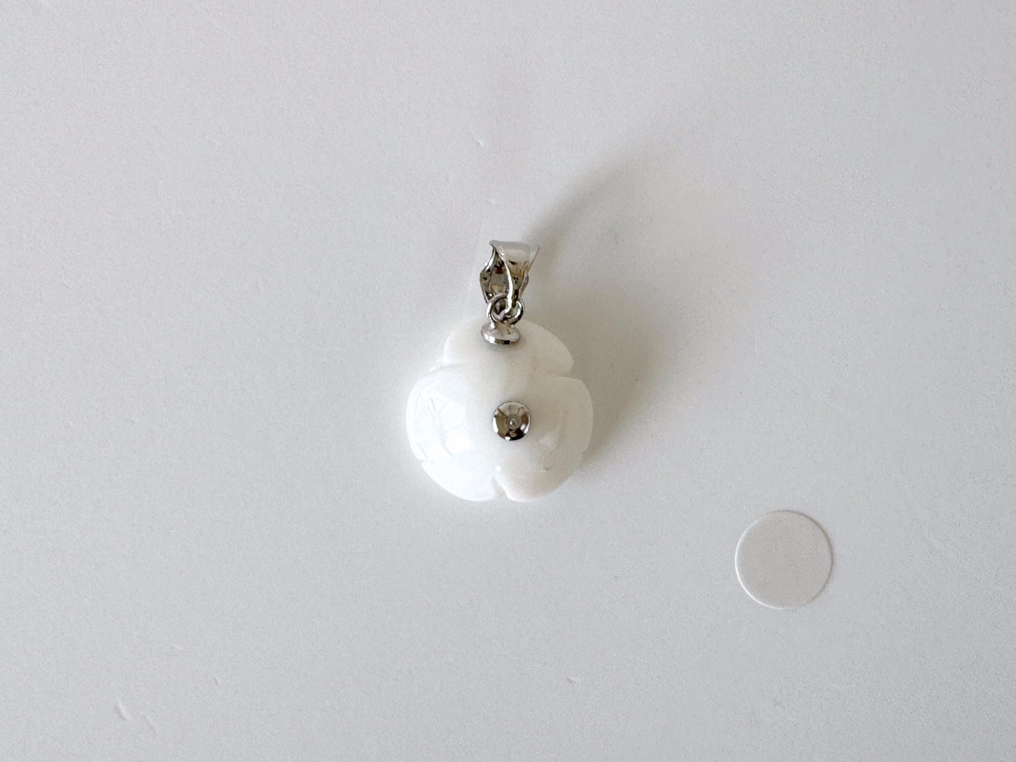 Natural White Coral Rose Pendant, 15x15mm Rose, Natural White Color Coral, Silver (rhodium plated) Bail, Genuine Precious Coral Pendant