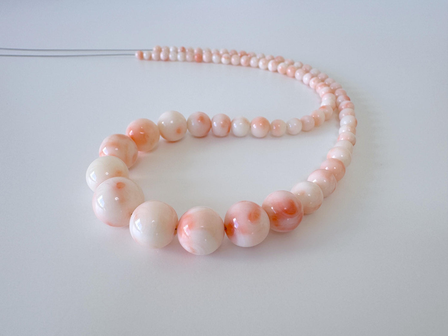 Natural Coral Strand - Deep Sea Coral Round Beads, Pink & Orange Gradation, 4-11.2mm, 15.7in