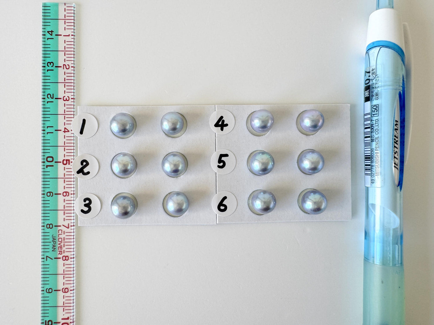 Japanese Blue/Silver (Treated) Akoya Pearl 7-7.5mm, Half-Drilled loose, Price per pair, Salt water pearl
