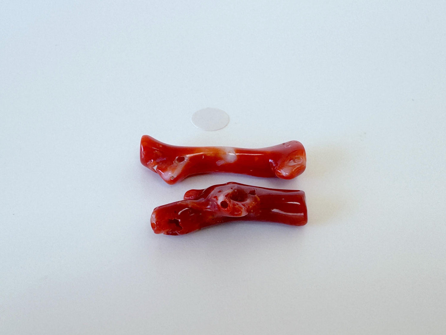 Red Coral Branch Set: Natural Aka Coral for Jewelry Making (27-30mm), Hole on Top