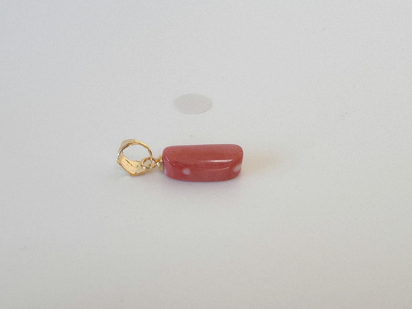 Natural Momo Coral Oval Pendant: Japanese Orange Coral, Gold-Plated Silver Bail