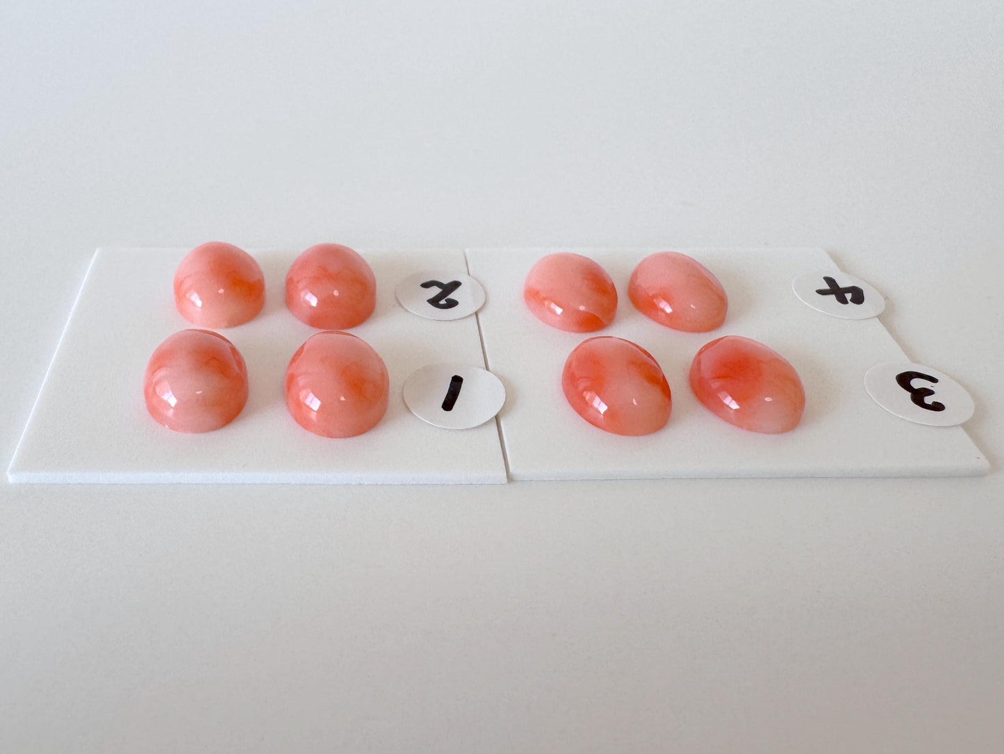 Deep Sea Coral Oval Cabochons Natural Pair, Orange Pink Shades (10x8mm, Undrilled, Genuine Coral Gems)