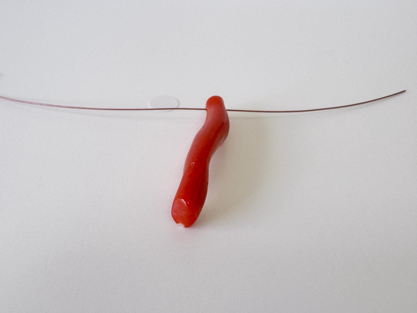 Japanese red(Aka) coral branch, 47mm, side full hole, natural red color coral for jewelry making