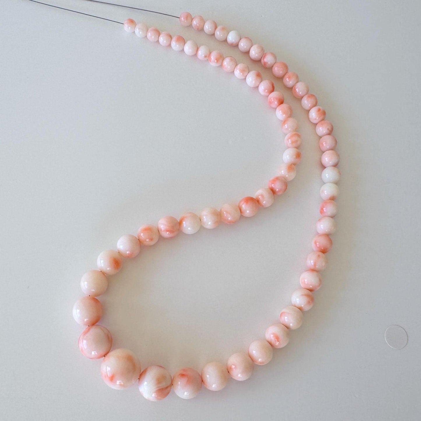 Natural Coral Strand Deep Sea Coral Round Gradation Beads – Pink White Orange 5-12.5mm 42cm