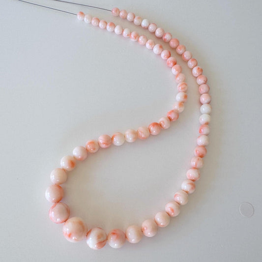 Natural Coral Strand Deep Sea Coral Round Gradation Beads – Pink White Orange 5-12.5mm 42cm