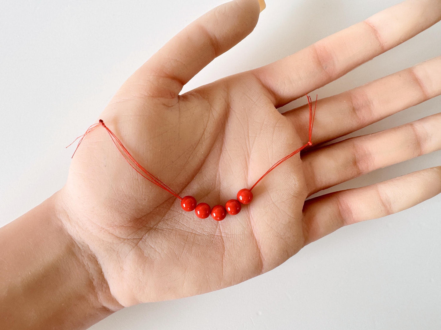 Natural Coral Loose, Mediterranean Red Round Beads | Genuine Beading Parts | 5.8-5.9Mm | 5 Pc