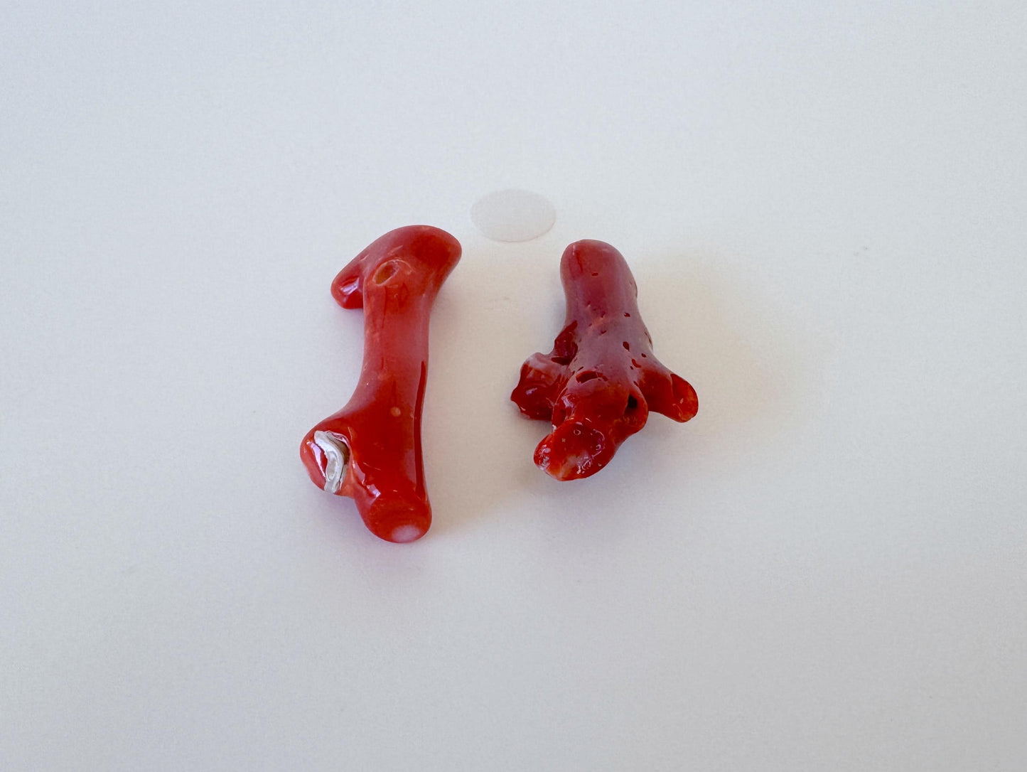 Red Coral Branch Set: Natural Aka Coral for Jewelry Making (27-30mm), Hole on Top