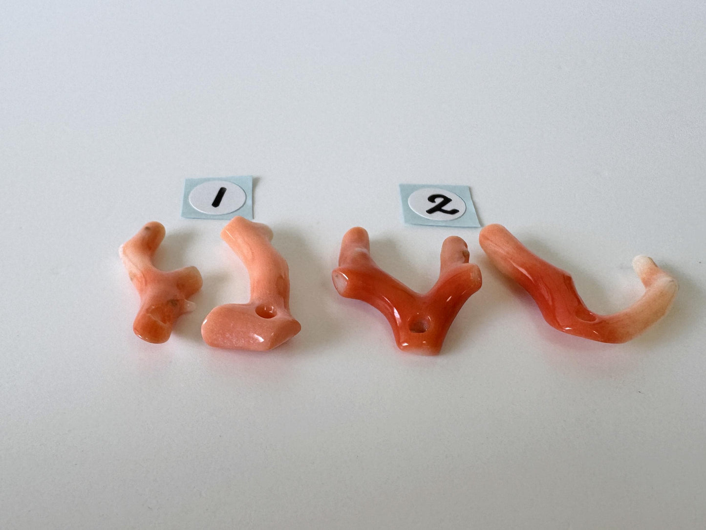 Momo Coral Branch - Natural Orange Coral - Genuine Precious Set of 2 Pieces, Drilled Holes, Jewelry Supplies, Craft Gemstones