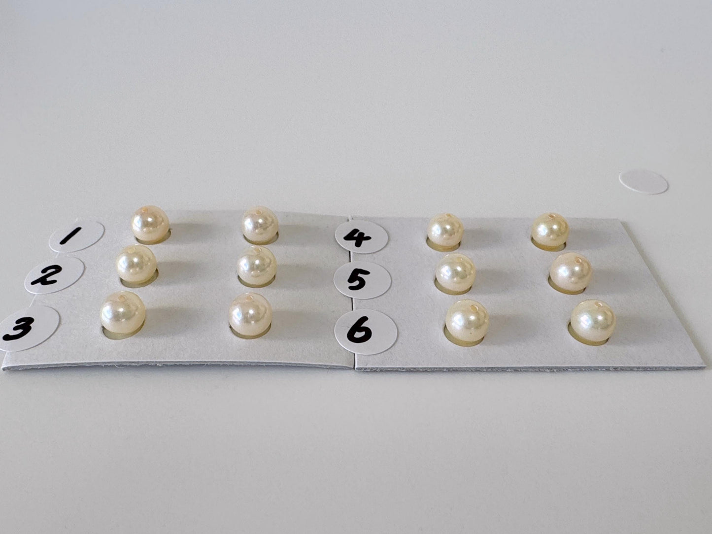 Japanese White/Off-white Akoya Cultured Pearl 5-5.5mm, Genuine Akoya Pearl, Half-Drilled Round loose, Price per Pair, Salt water pearl