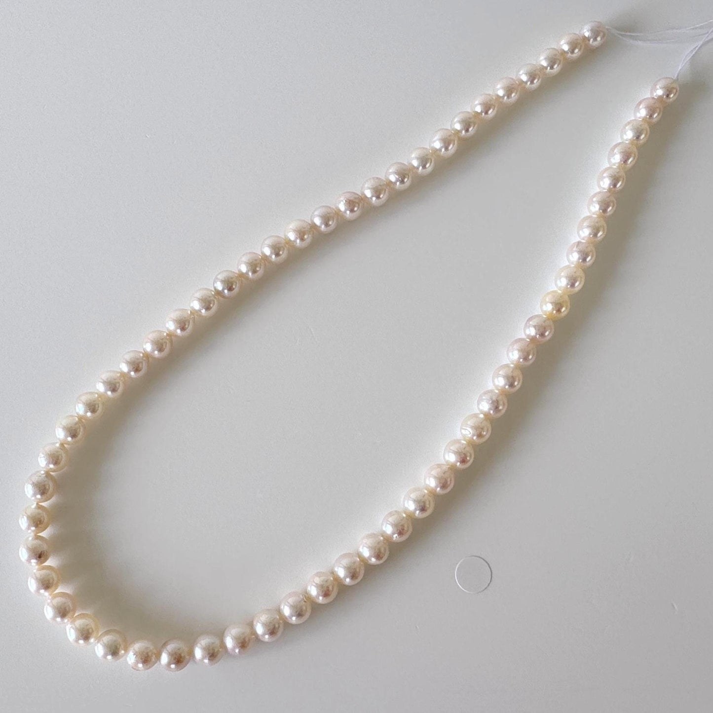 6.5-7mm Japanese White/Pink Akoya Pearl Beads, Genuine Akoya Pearl, Full Strand, 40cm , 15.7", Cultured Salt water pearl