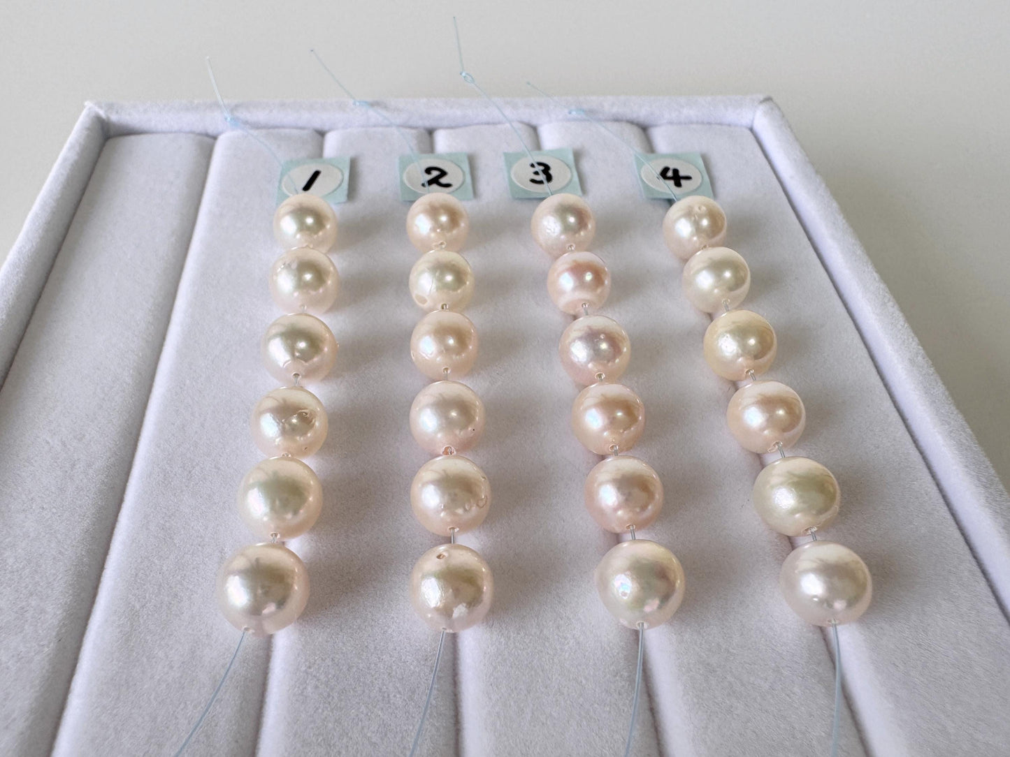 Japanese White/Pink Akoya Pearl Beads, 7-7.5mm, Mini Strand, Short Strand, 6 Pieces, Genuine Akoya Pearl, Cultured in Sea Water