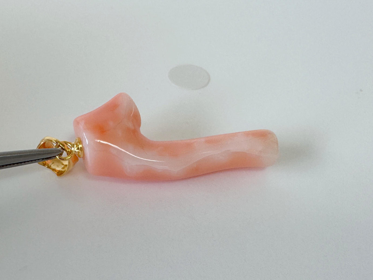 Natural Deep Sea Coral Branch Pendant: Gold-Plated Silver Bail, 28mm