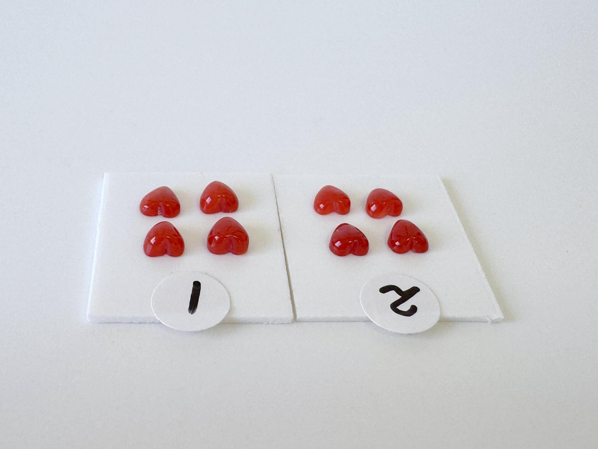Natural Japanese red(Aka) coral tiny heart shape cabochon with half-drilled hole at back, Natural Color, Price per set of 4 pcs