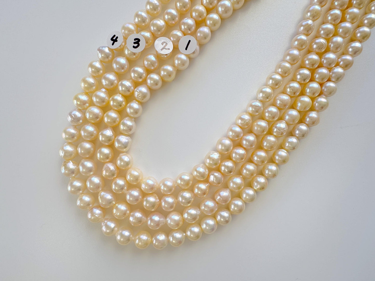 7-7.5mm Japanese Yellow Akoya Pearl Beads, Genuine Akoya Pearl, Full Strand, 40cm , 15.7", Cultured Salt water pearl