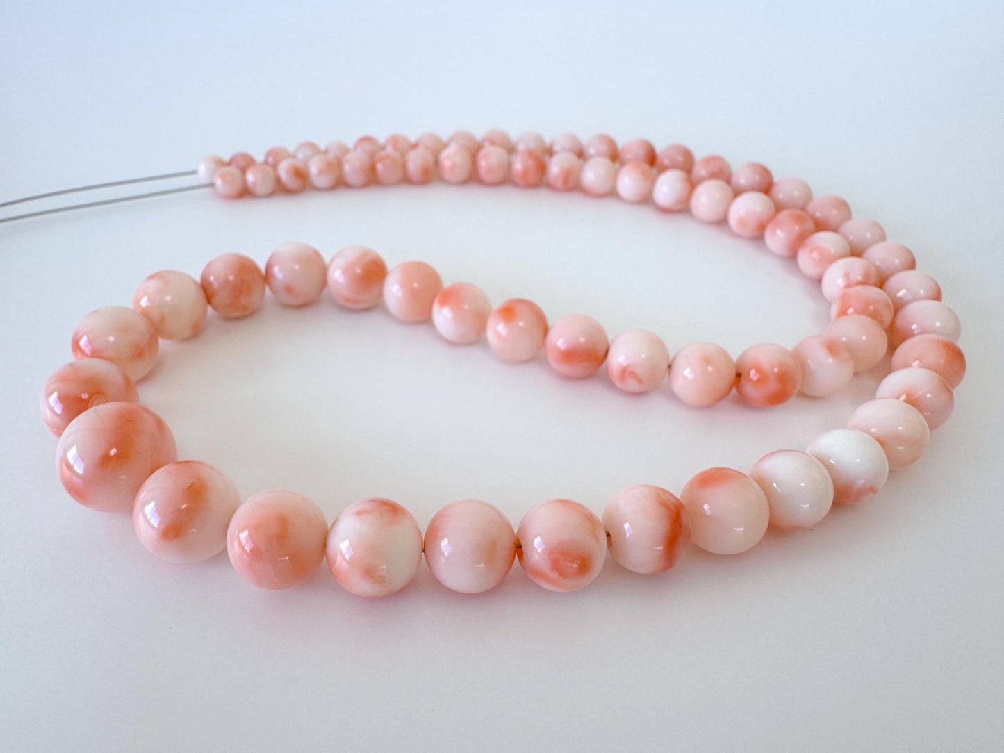 Natural Coral Beads – Deep Sea Coral Pink Orange Round Bead Strand 4.7-10.3mm Gradation for Jewelry Making, 45cm