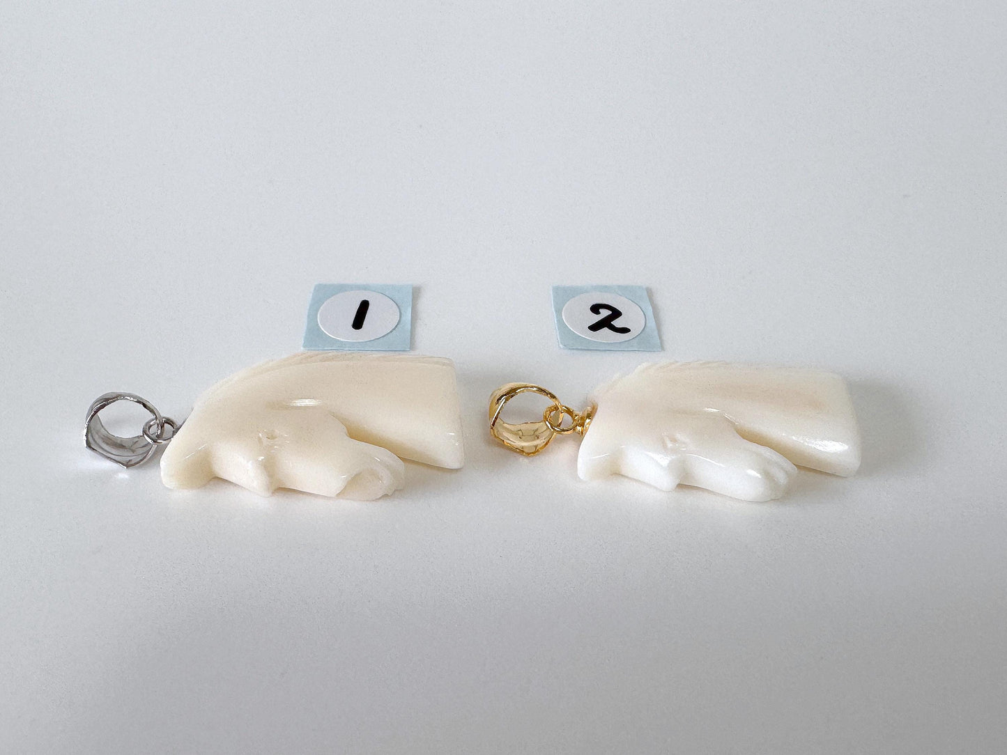 White Coral Horse Pendant: Double-Sided Carving - Natural Coral Jewelry, Silver Bail, Handcrafted Accessory