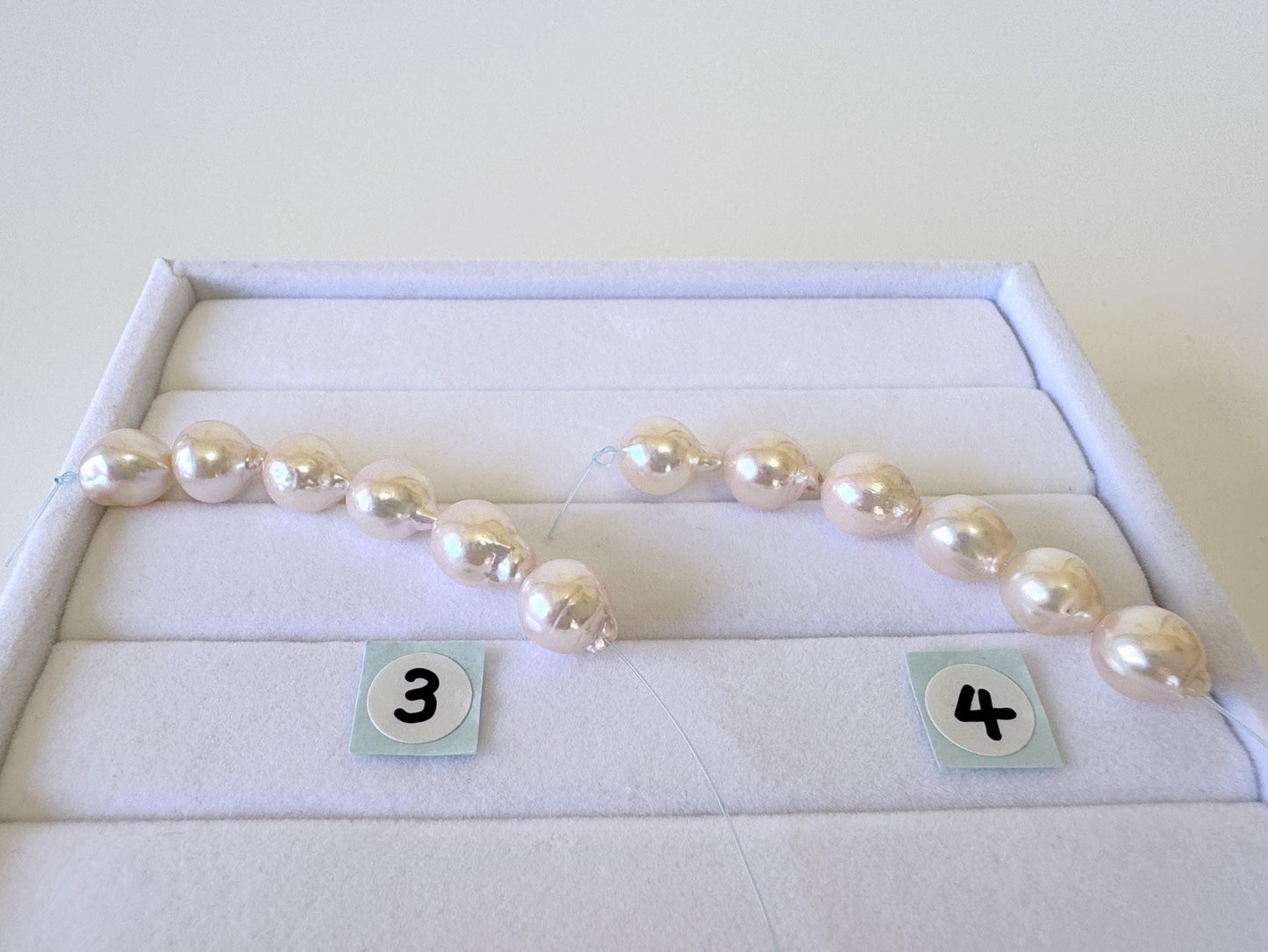 Japanese Akoya Pearl Beads: Baroque Cultured Saltwater Pearls, 7-7.5mm Mini Strand of 6 Pieces (White Pink Overtone, Craft Supplies)