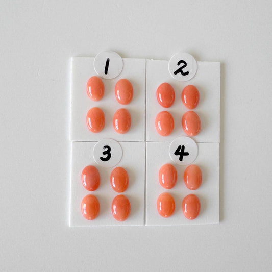 Deep Sea Coral Cabochons Natural Pink Orange Ovals, 7x5mm (Set of 4, Real Coral, Jewelry Supplies)