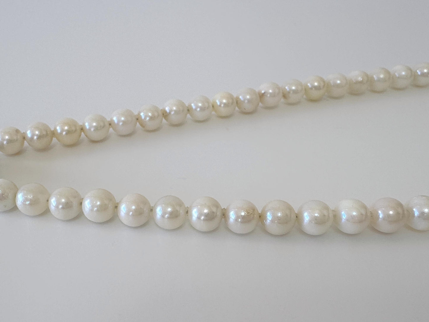 6.5-7mm Japanese Akoya Pearl Necklace with Silver Clasp, Genuine Akoya Pearl Beads Necklace, 45cm, 17.7in, Cultured Salt water pearl