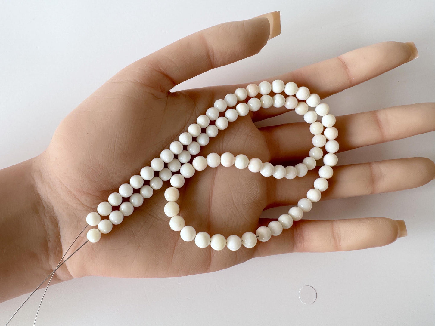 Natural Coral Strand Round Beads: White Coral, 5-6mm, 42cm Length | Genuine, Craft Supplies, Jewelry Making