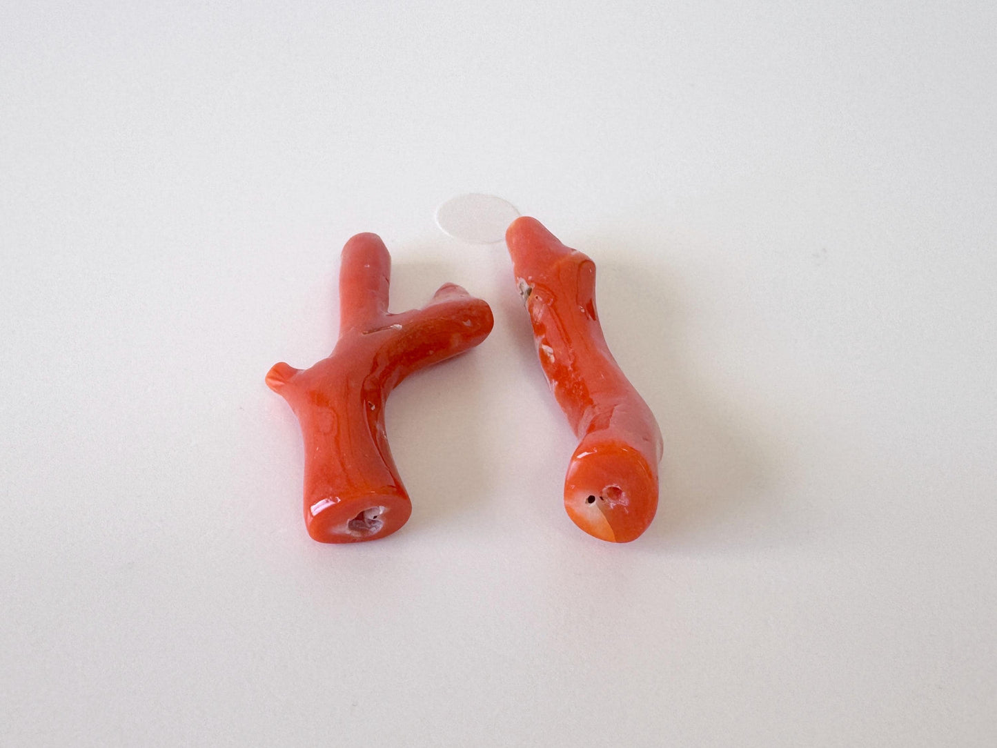 Red Coral Branch Set: Natural Aka Coral for Jewelry Making (31-32mm), Hole on Top