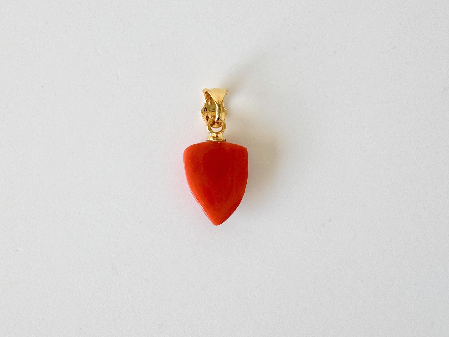 Orange Momo Coral Pendant - Natural Unique Shape Coral Jewelry - Gold-Plated Silver Bail, Genuine Material, 12.7x9.8mm