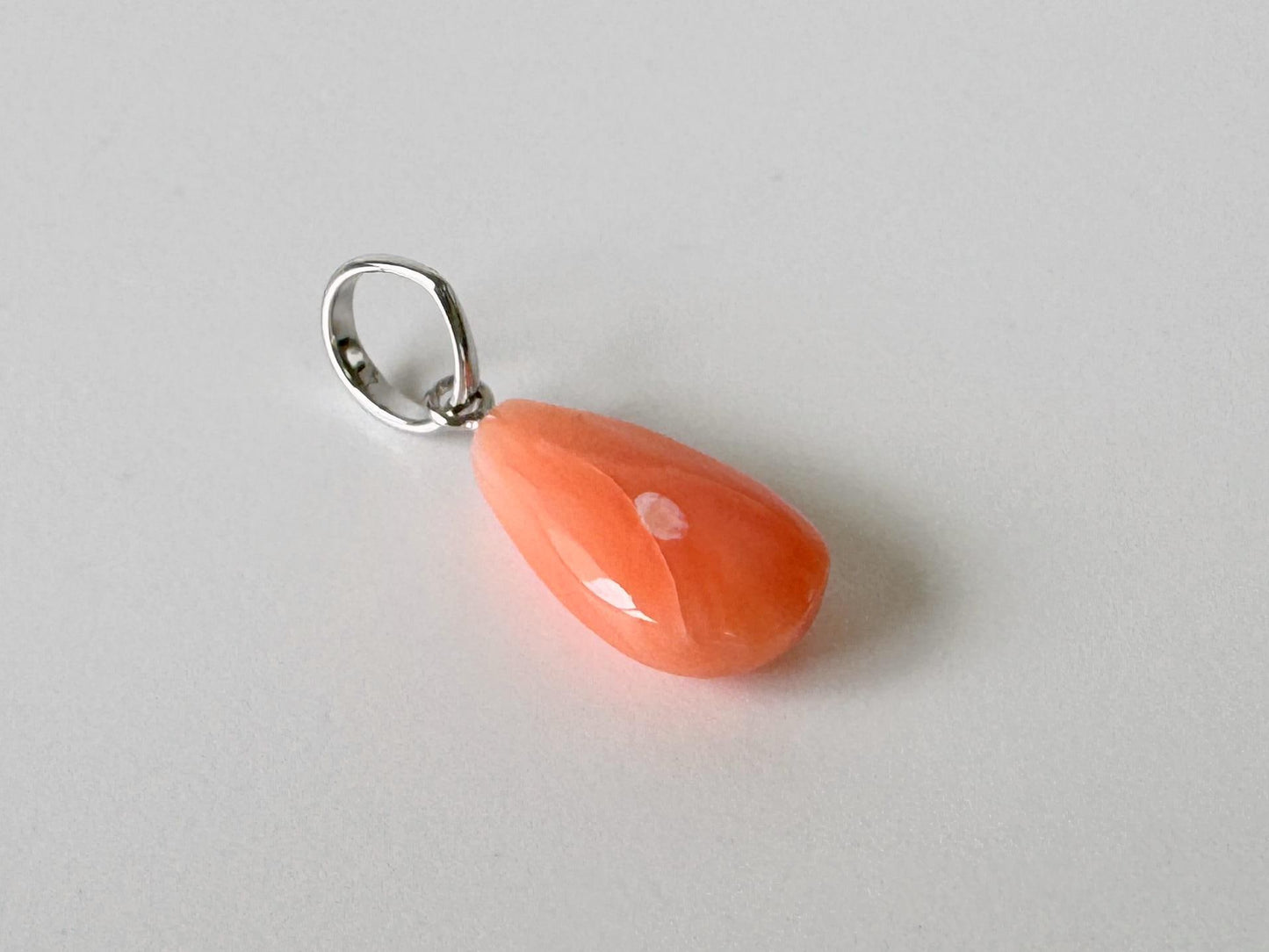 Coral Pendant Pear Shaped Natural Deep Sea Coral: Pink-Orange Tones, Silver Bail (14x8.8mm, Jewelry)