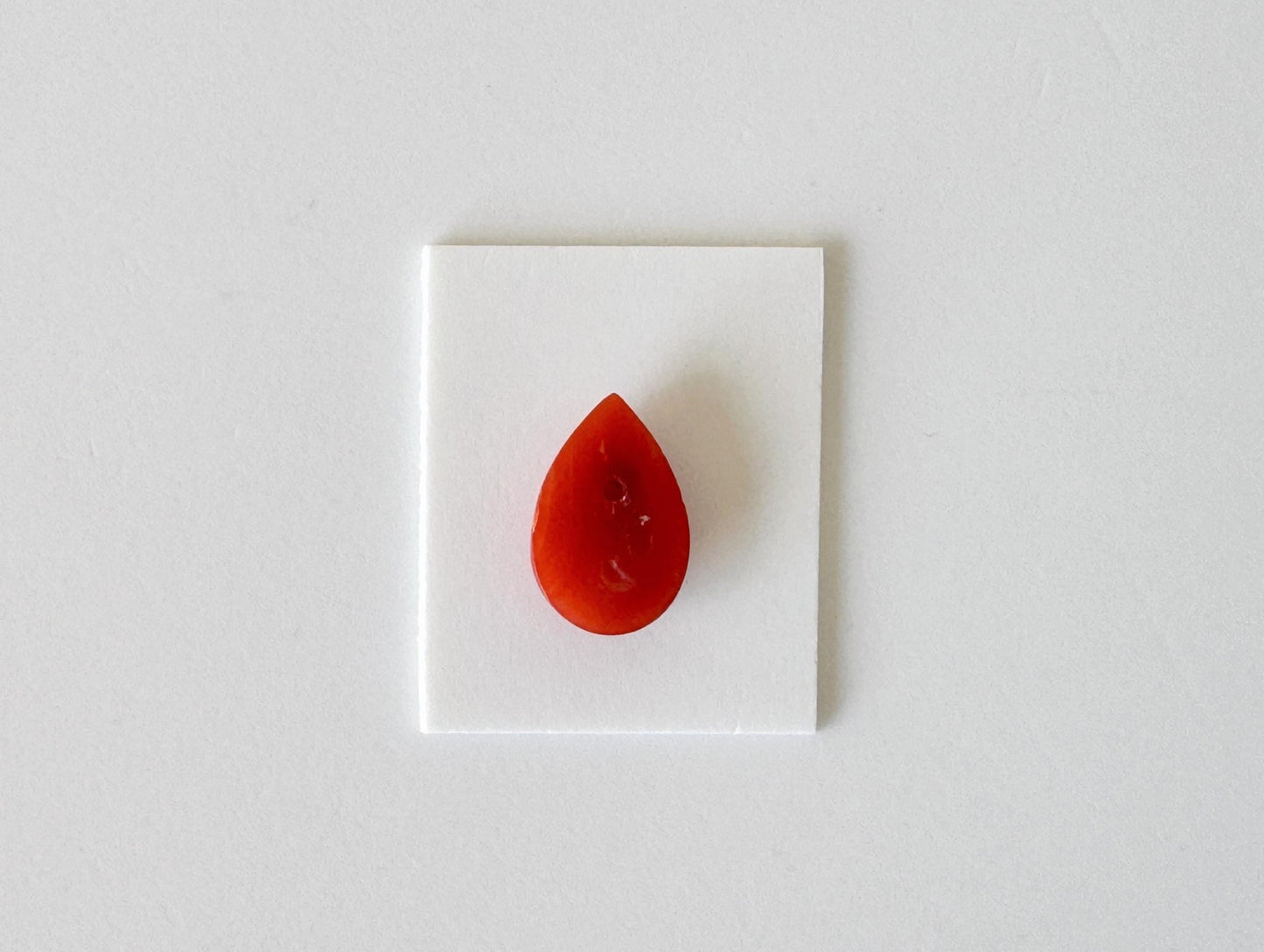 Red Coral Cabochon, Japanese Aka Coral Pear Gemstone Loose | 11.7X8.2Mm | Jewelry Making Supplies, Drilled Back