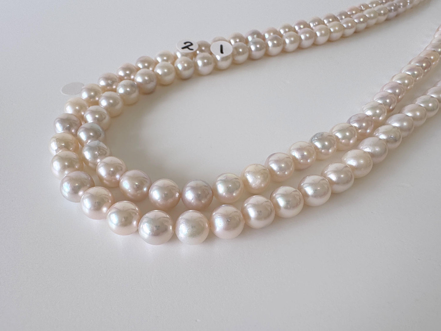 7-7.9mm Japanese White Akoya Pearl Beads, Genuine Akoya Pearl, Full Strand, 41.5cm , 16.3", Cultured Salt water pearl