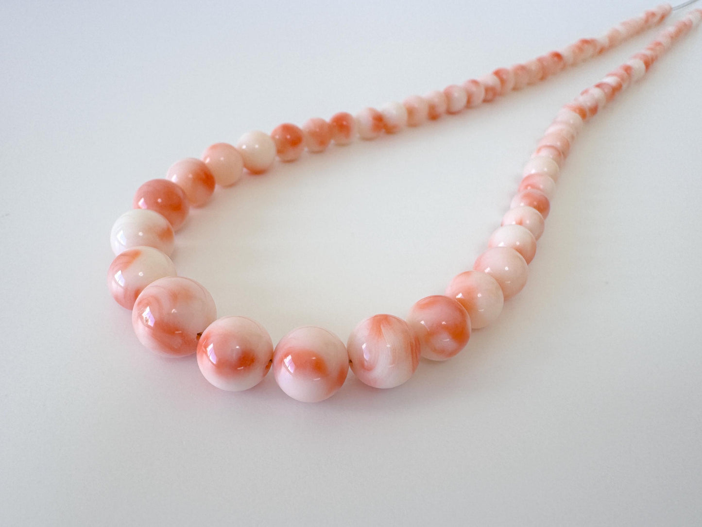 Natural Coral Strand Beads - Genuine Deep Sea Coral Round Pink Orange 4.8-10mm 41cm