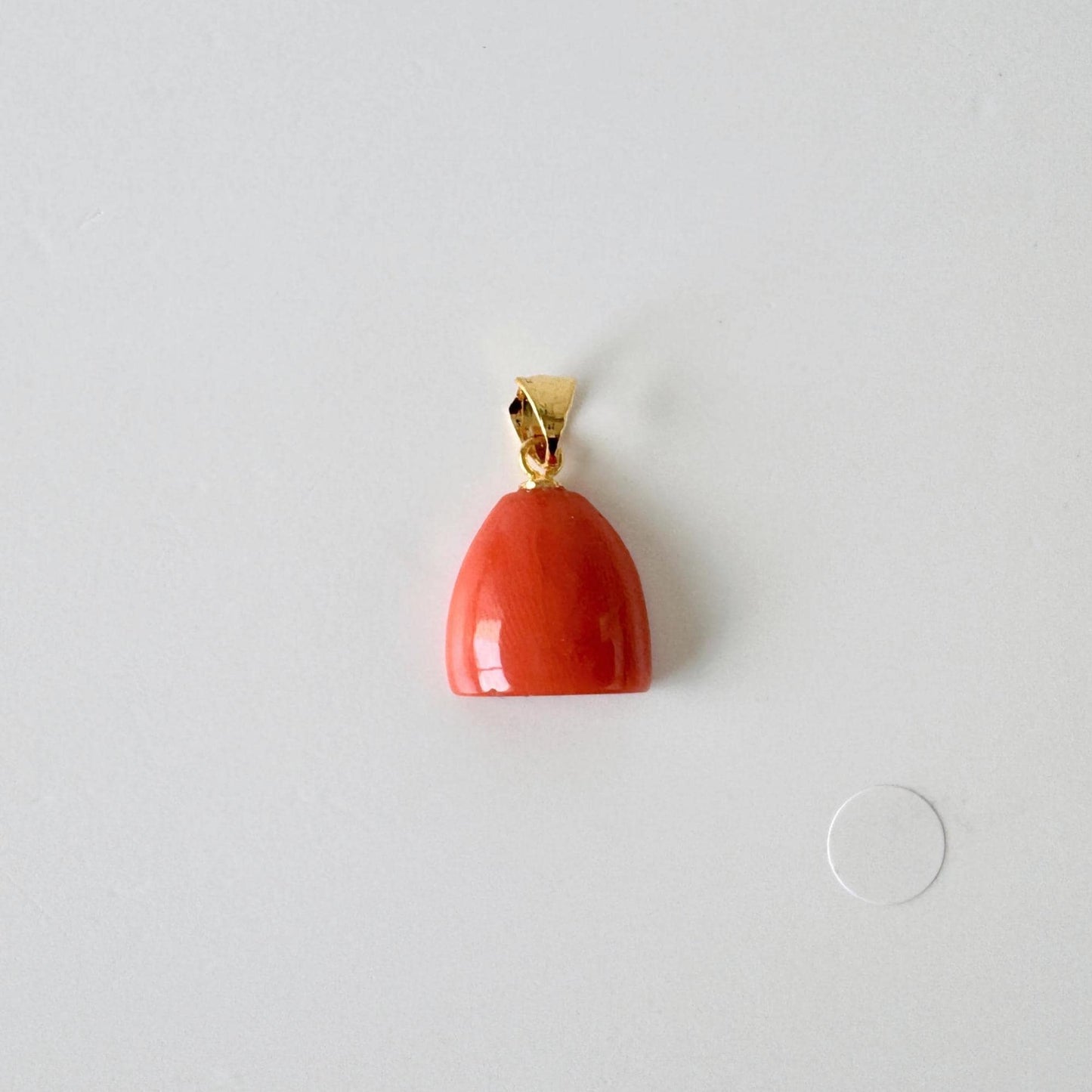 Orange Momo Coral Pendant - Natural Unique Shape Coral Jewelry - Silver Bail (Gold-Plated), Genuine Material, 13.4x13.7mm