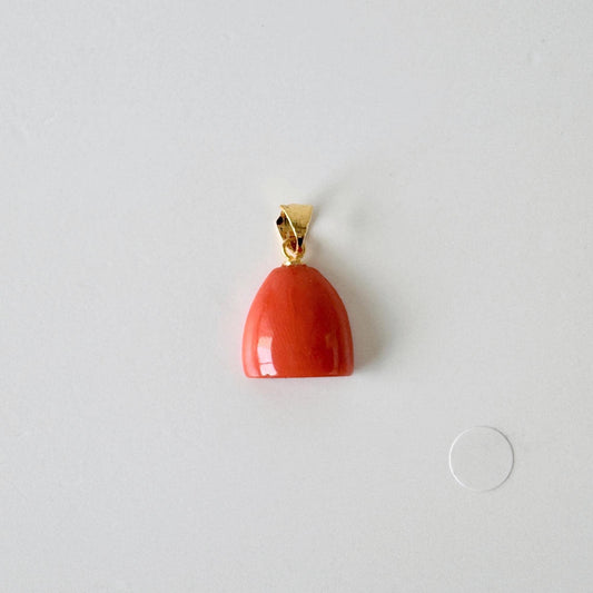Orange Momo Coral Pendant - Natural Unique Shape Coral Jewelry - Silver Bail (Gold-Plated), Genuine Material, 13.4x13.7mm