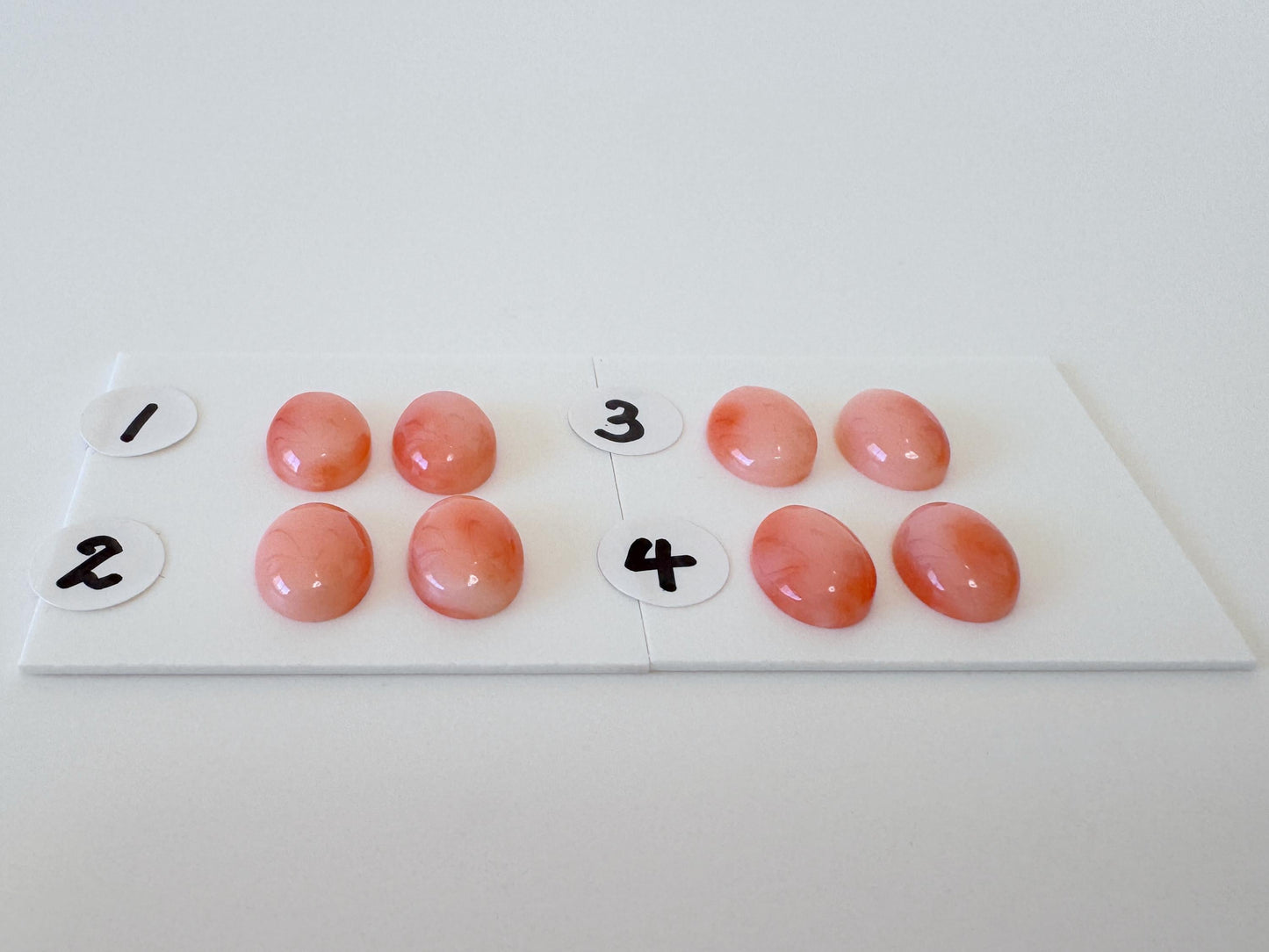 Deep Sea Coral Cabochons: Natural Orange Pink Oval Pair - Genuine Coral, 9x7mm Size, Jewelry Craft Supplies