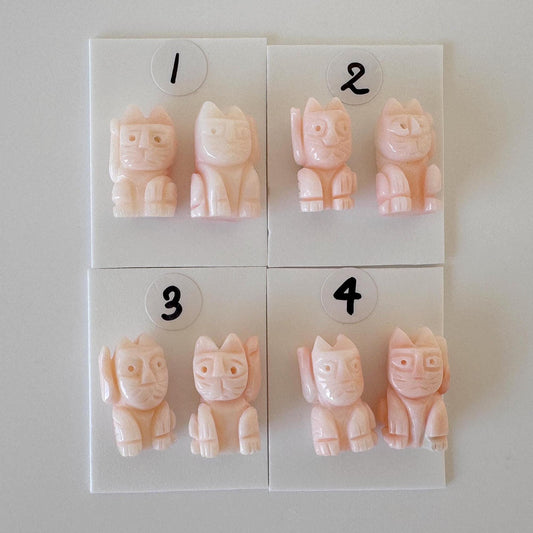 Manekineko Coral Cat Pink Deep Sea Coral Carving – Lucky Money & Customer Charm Set