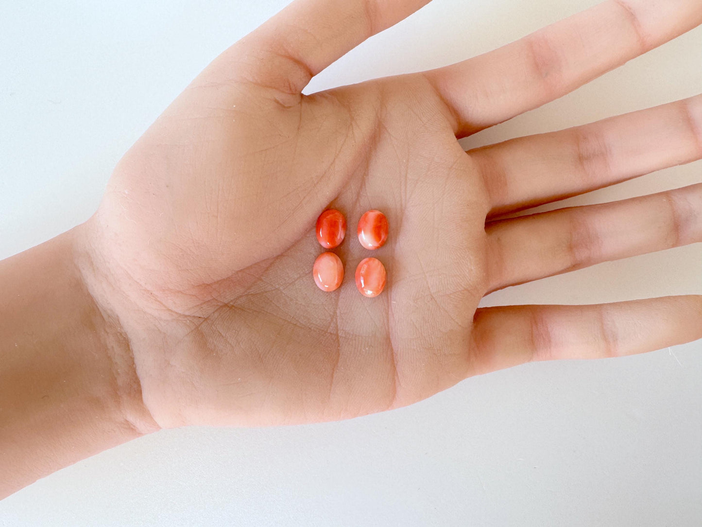 Deep Sea Coral Cabochons: Natural Orange/Pink Oval Gemstones, 9x7mm (4 pcs), Value Priced for Reason