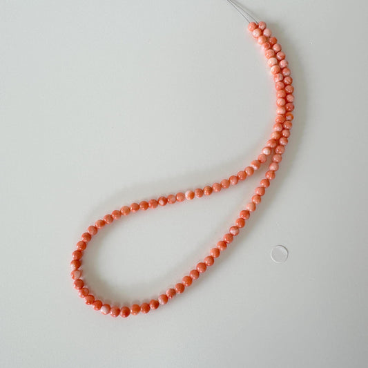 Natural Deep Sea Coral 4.8-5mm Round Beads Strand, Natural Orange / Pink Color Coral, 40cm, 15.7", For Jewelry Making, price per strand