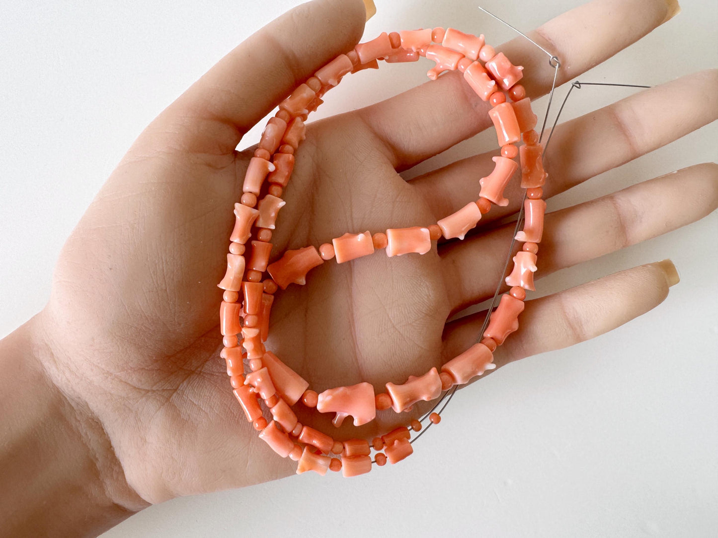 Natural Deep Sea Coral Strand Cylinder Beads: Pink Orange, 55cm Length | Genuine Coral, Jewelry Supplies