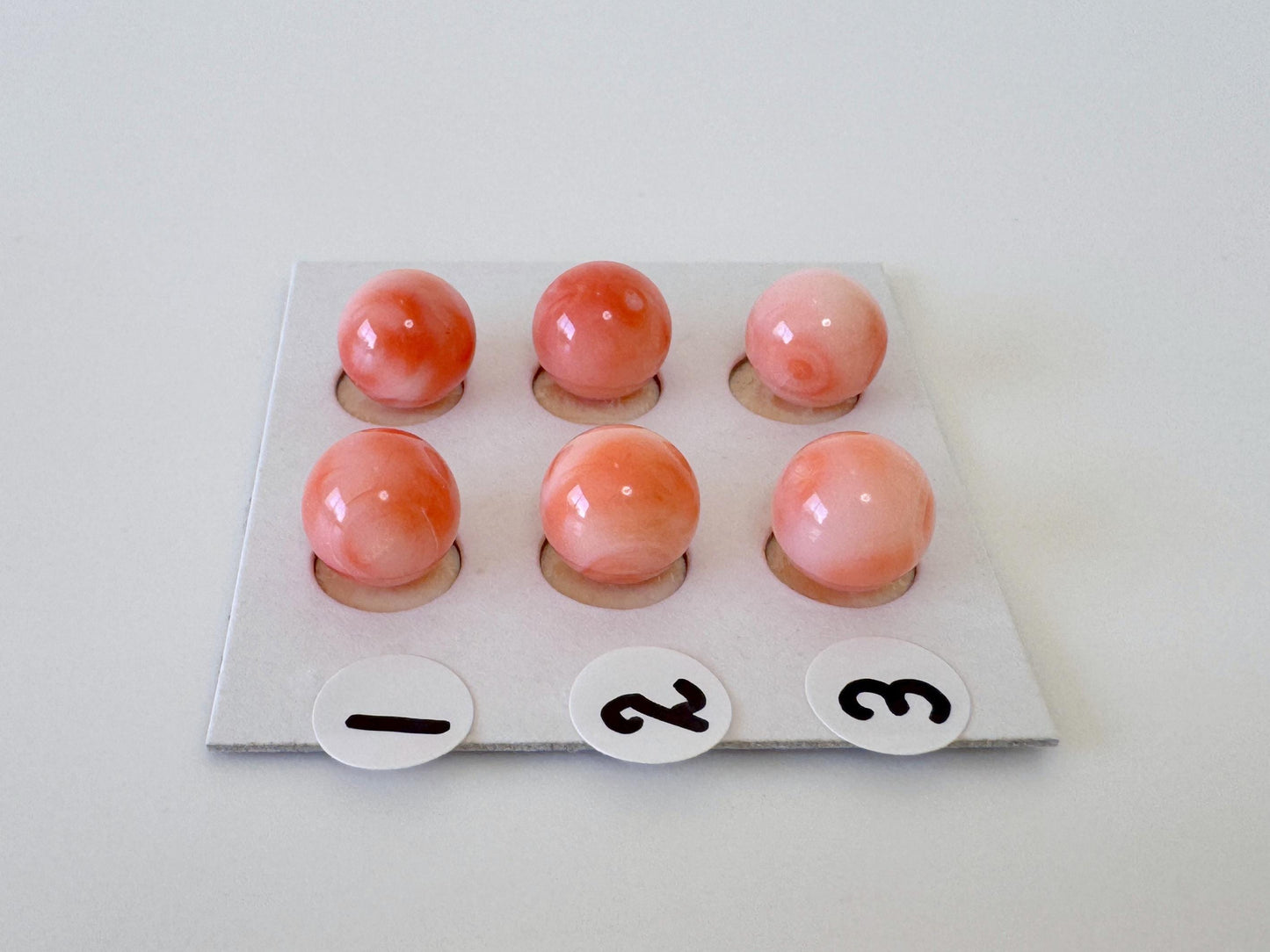 Deep Sea Coral Beads Natural Loose Pair, Pink Orange Round (8.5-9mm, Half Drilled Hole, Jewelry Supplies)