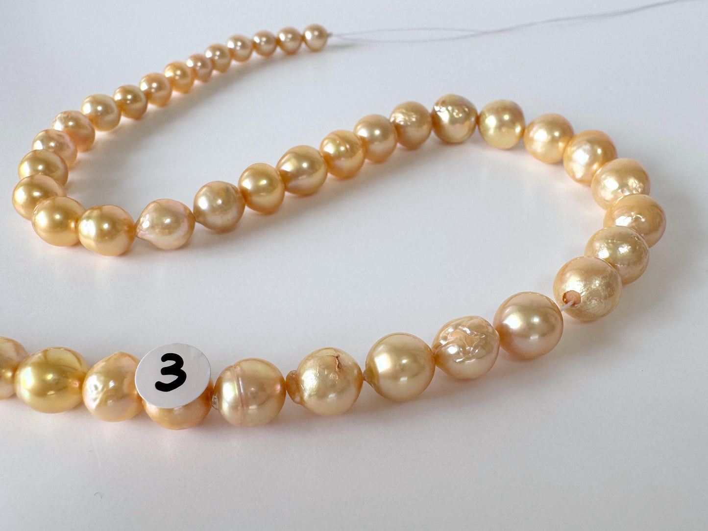 Japanese Akoya Golden Pearl Beads: Approx. 6-10mm Semi-Baroque, Color Treated | Full Strand 42cm, Saltwater Cultured Pearls